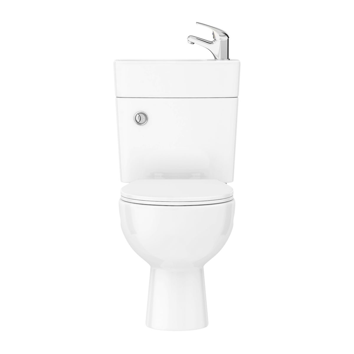 2 in 1 Compact Close Couple Toilet and Basin Combo Space Saver Tap and Waste Set - Image 3