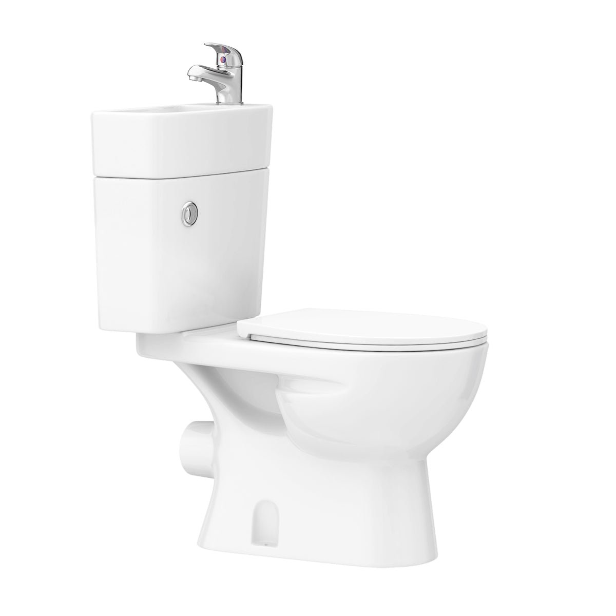 2 in 1 Compact Close Couple Toilet and Basin Combo Space Saver Tap and Waste Set - Image 4