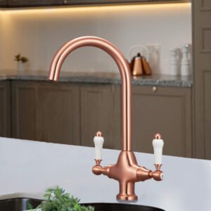 Traditional Copper Kitchen Mixer Tap With Swivel Spout
