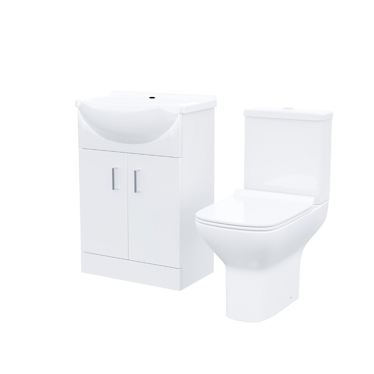 Ellen 550mm Floor Standing Basin Vanity Unit White & Rimless Close Coupled Toilet White - Image 6