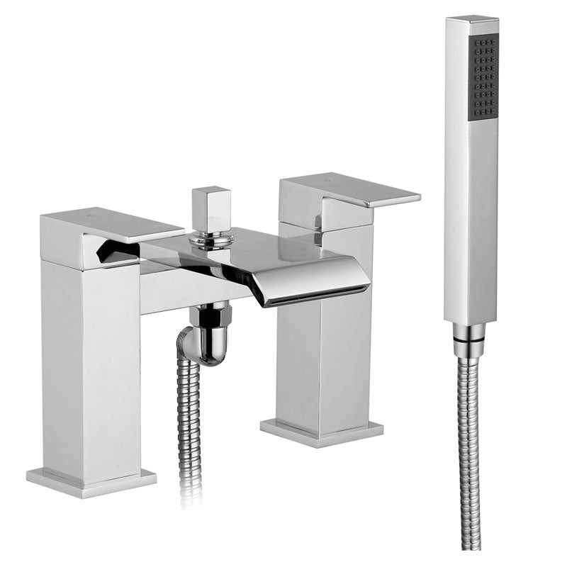 Devon Contemporary Waterfall Chrome Design Bath Shower Mixer Tap With Handset Kit - Image 2