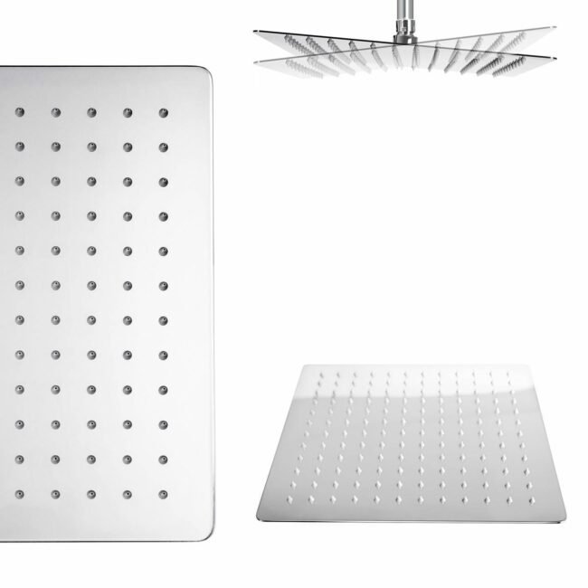 Olive 3 Way Square Concealed Thermostatic Hand Held Bath Shower 300 Slim Head - Image 3