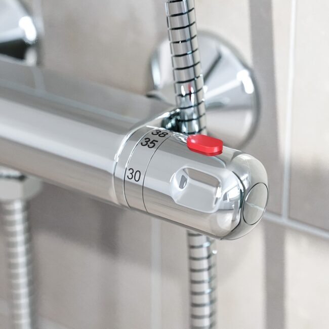 Exposed Shower Thermostatic Bar Mixer Valve Chrome - Image 5