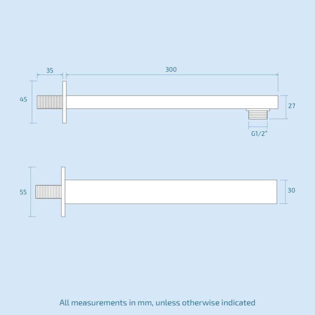 Olive 3 Way Square Concealed Thermostatic Hand Held Bath Shower 300 Slim Head - Image 8
