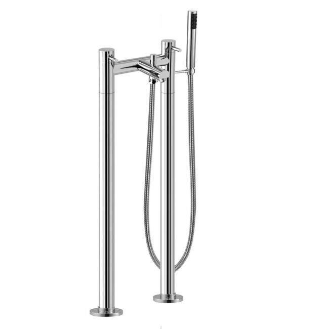 Blossom Contemporary Freestanding Floor Mounted Bath Shower Mixer Tap With Handheld Kit - Image 3