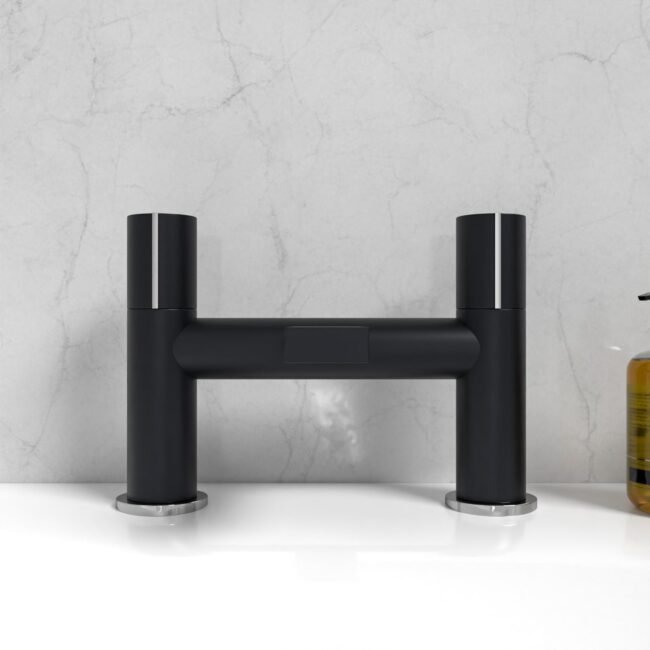 Arte Handleless Futuristic Matt Black Bath Filler Tap Deck Mounted Brass - Image 2