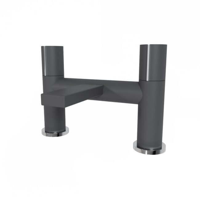 Matte Grey Arte Handleless Futuristic Bath Filler Tap Deck Mounted Brass - Image 6