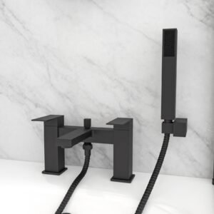 Lima Modern Deck Mounted Matte Black Bath Shower Mixer & Shower Handset