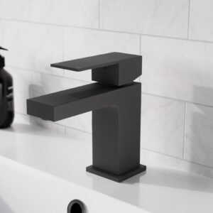 Cube Square Single Lever Bathroom Matte Black Basin Mono Mixer Tap