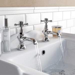 Churchill Edwardian Traditional Hot & Cold Twin Basin Taps Chrome