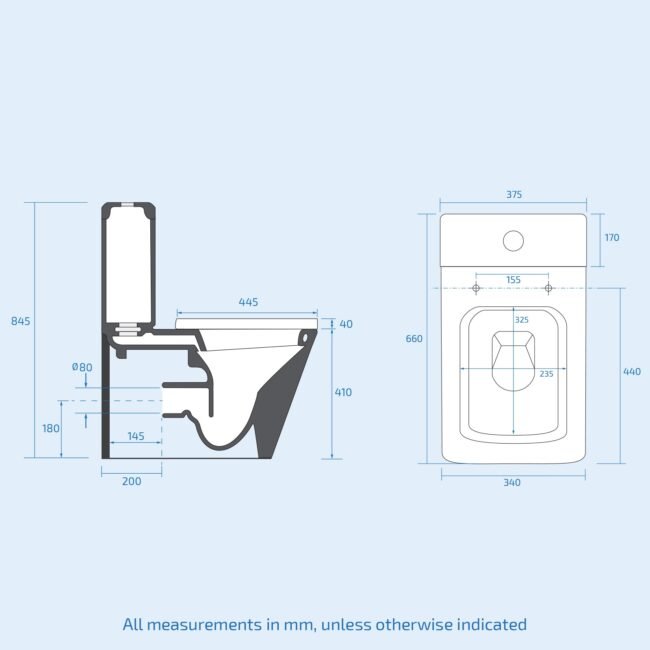 Merton Grey 600mm Wall Hung Vanity Basin Unit & Square Rimless Close Coupled Toilet - Image 8