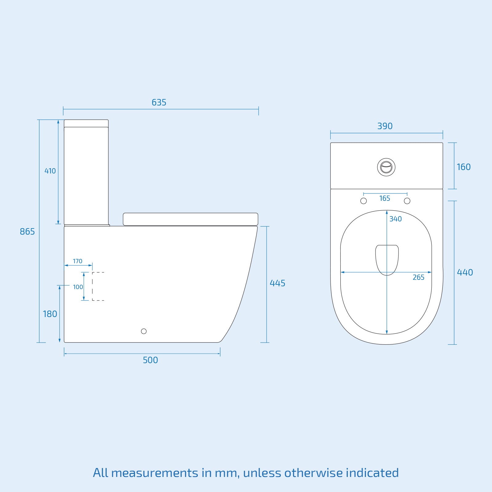 Arri Round Close Coupled WC Toilet. Dual Flush Cistern & Soft Close Seat - Image 7