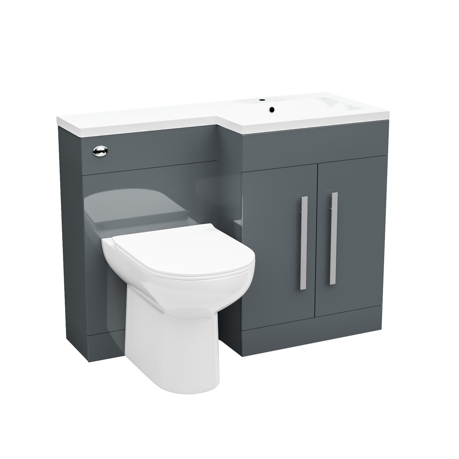 Aric 1100mm RH Freestanding Grey Vanity with BTW Toilet. WC & Basin - Image 7