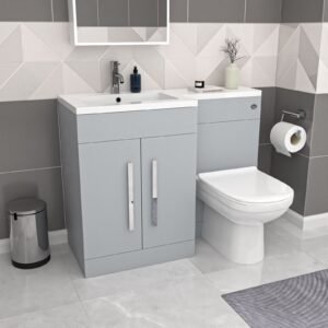 Aric Matte Grey 1100mm LH Vanity WC Unit & Modern BTW Toilet