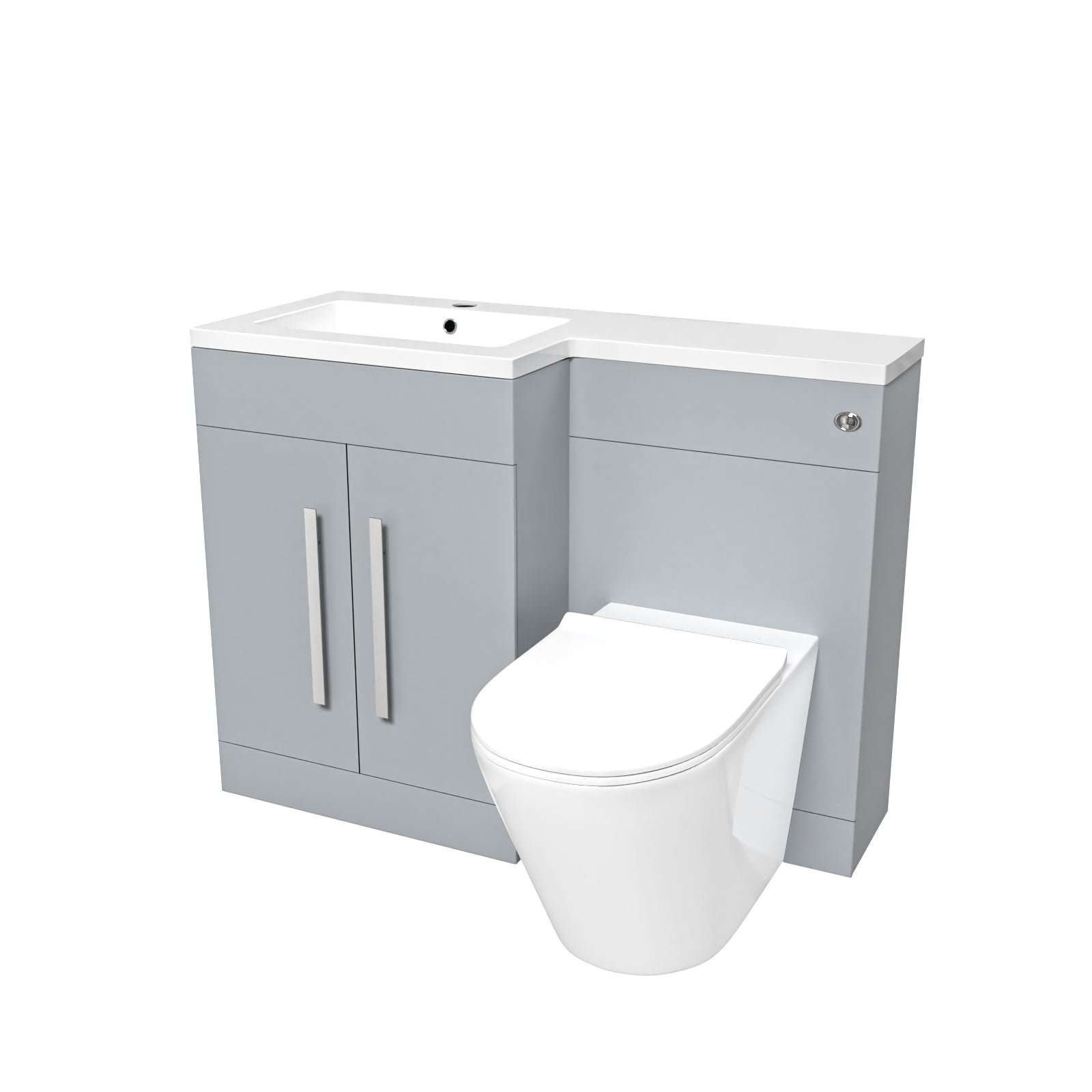 Aric Matte Grey 1100mm LH Basin Vanity Cabinet Flat Pack & BTW Curved Toilet - Image 6
