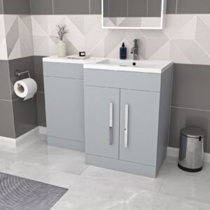 Aric Matte Grey 1100mm RH Freestanding Vanity WC Unit with Basin Flat Pack