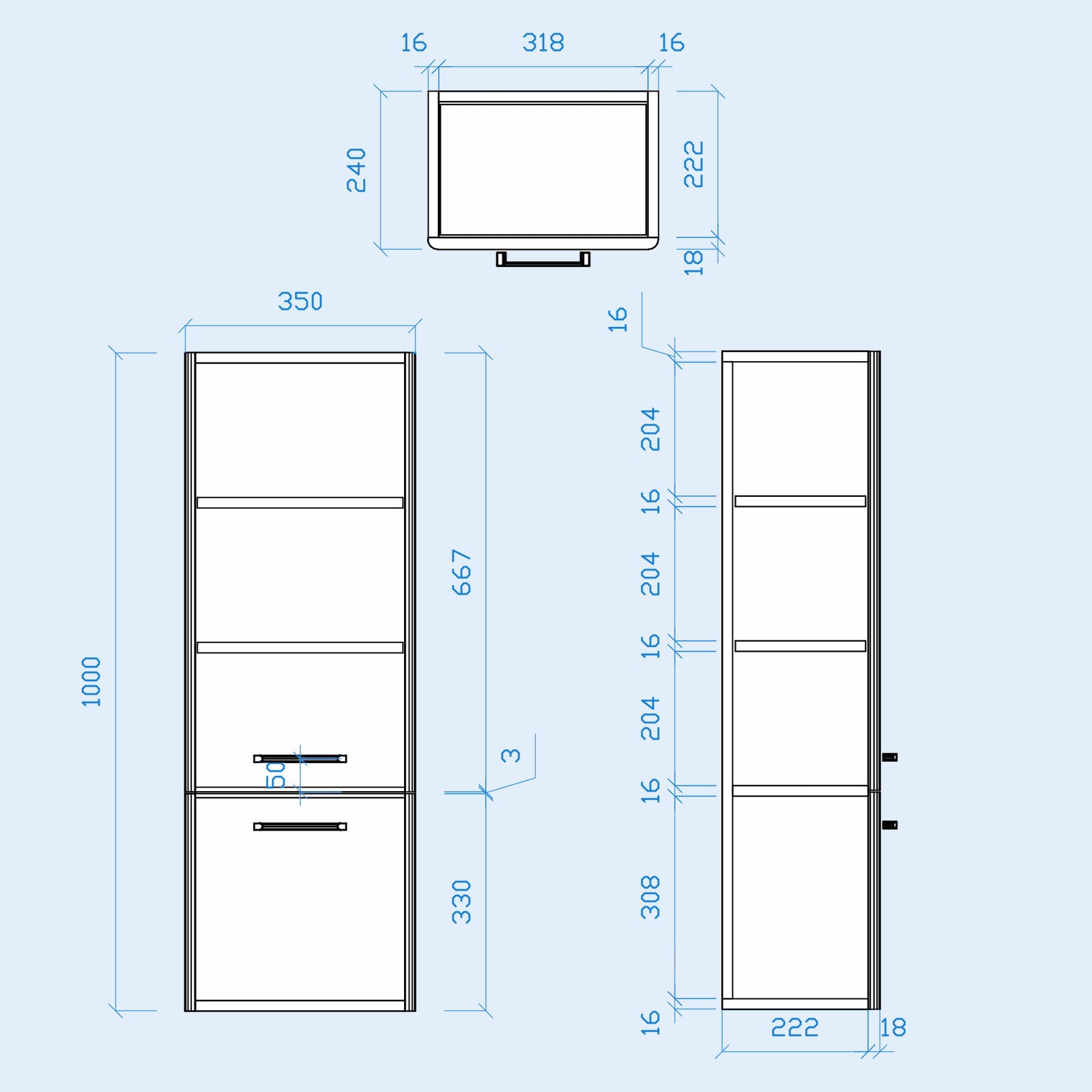 Afern 600mm Freestanding Grey Basin Vanity & 350mm Wall Hung Tall Cabinet Set - Image 8
