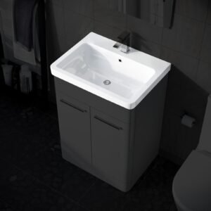Afern 600mm White Ceramic Mid-Edge Basin. Single Tap Hole and Overflow