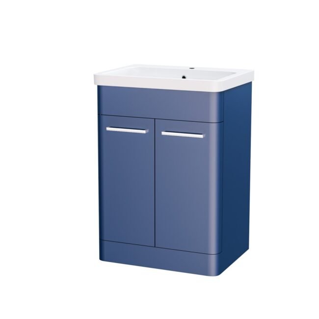 Afern 600mm Freestanding Vanity Unit Cabinet and Wash Basin Royal Blue - Image 6