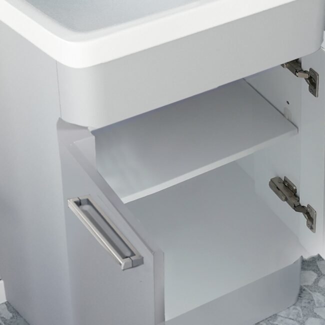 Afern 600mm Freestanding Vanity Unit Cabinet & Wash Basin Matte Grey Flat Pack - Image 5