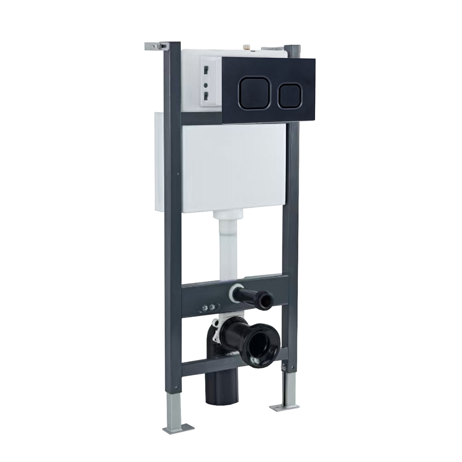 Round Rimless Wall Hung Toilet. Cistern Frame. Flush Plate Matte Black - Image 5