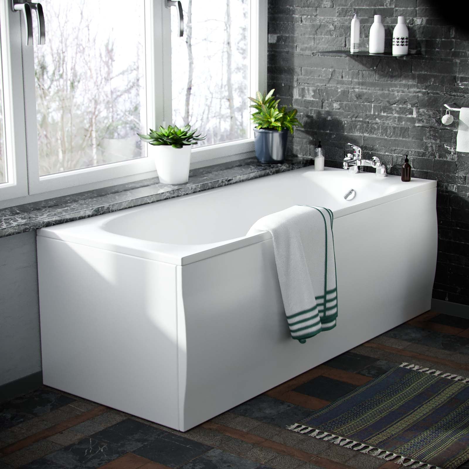 Pedestal Basin & Close Coupled WC Toilet with Straight Edge Bath Bathroom Suite - Image 6