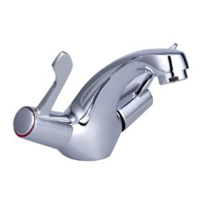 Accessible Chrome Deck Mounted Basin Dual Lever Mono Mixer Tap