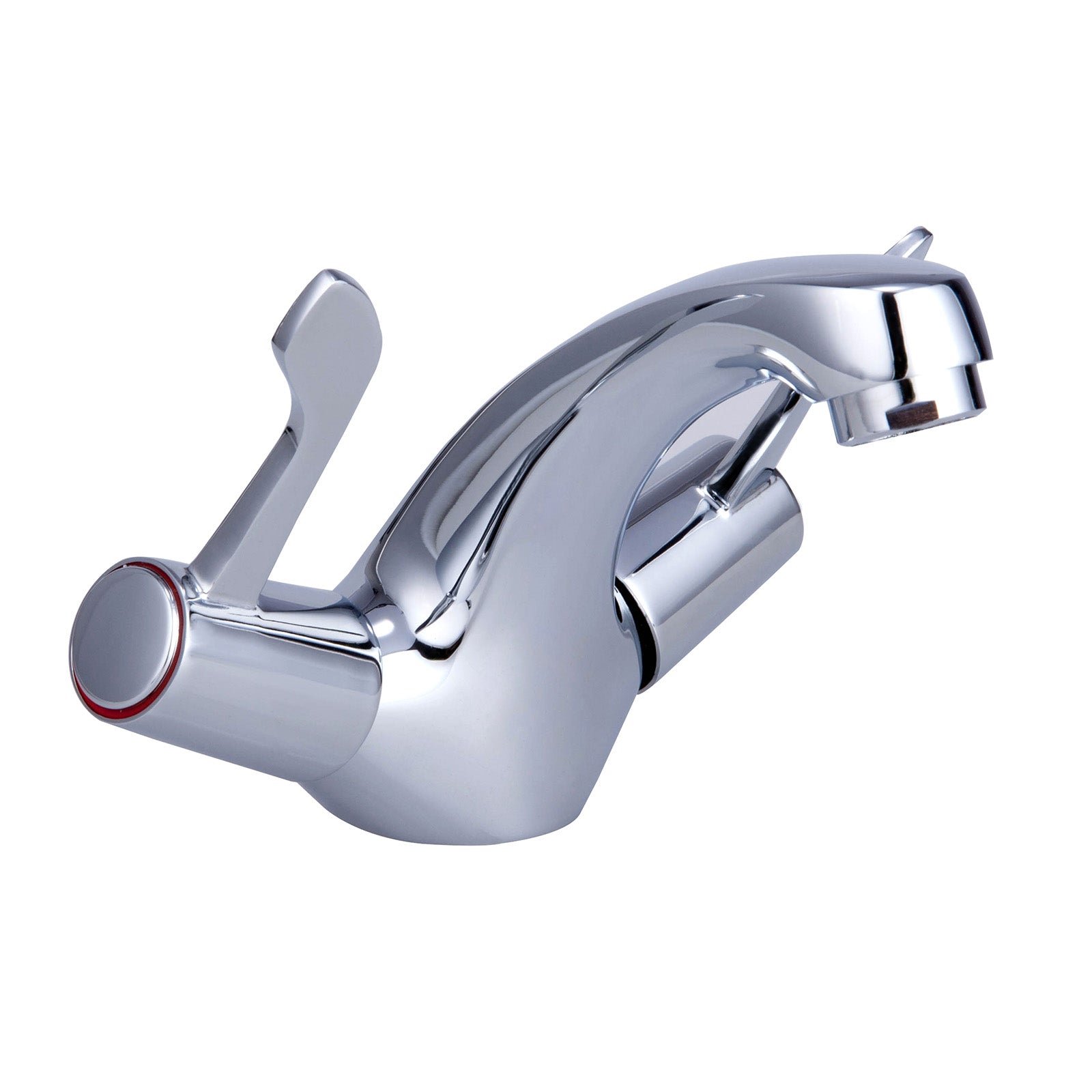 Accessible Chrome Deck Mounted Basin Dual Lever Mono Mixer Tap