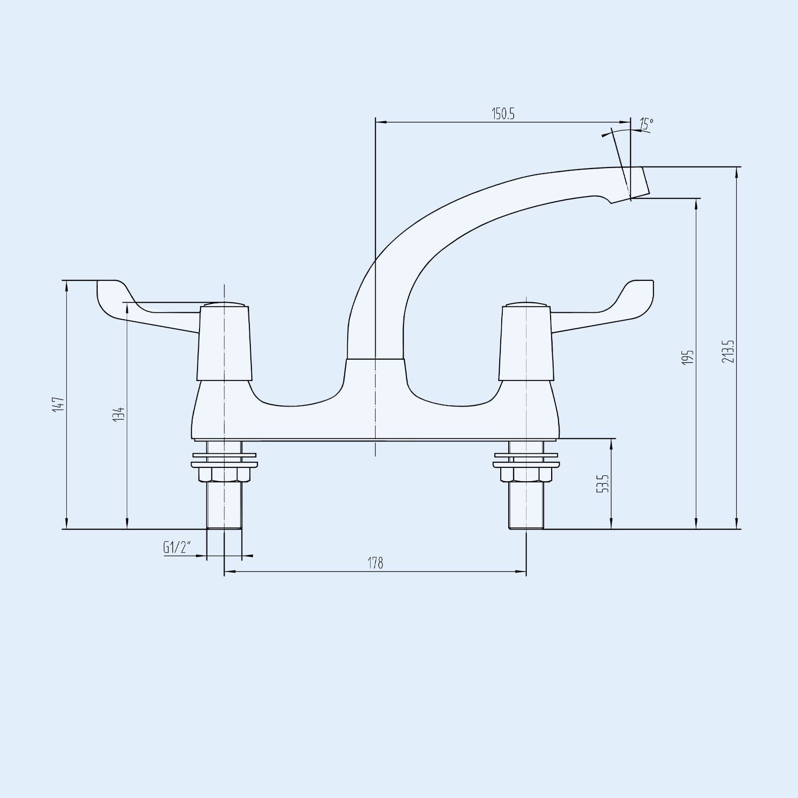 Accessible Chrome Kitchen Deck Mounted Sink Mixer Tap - Image 2