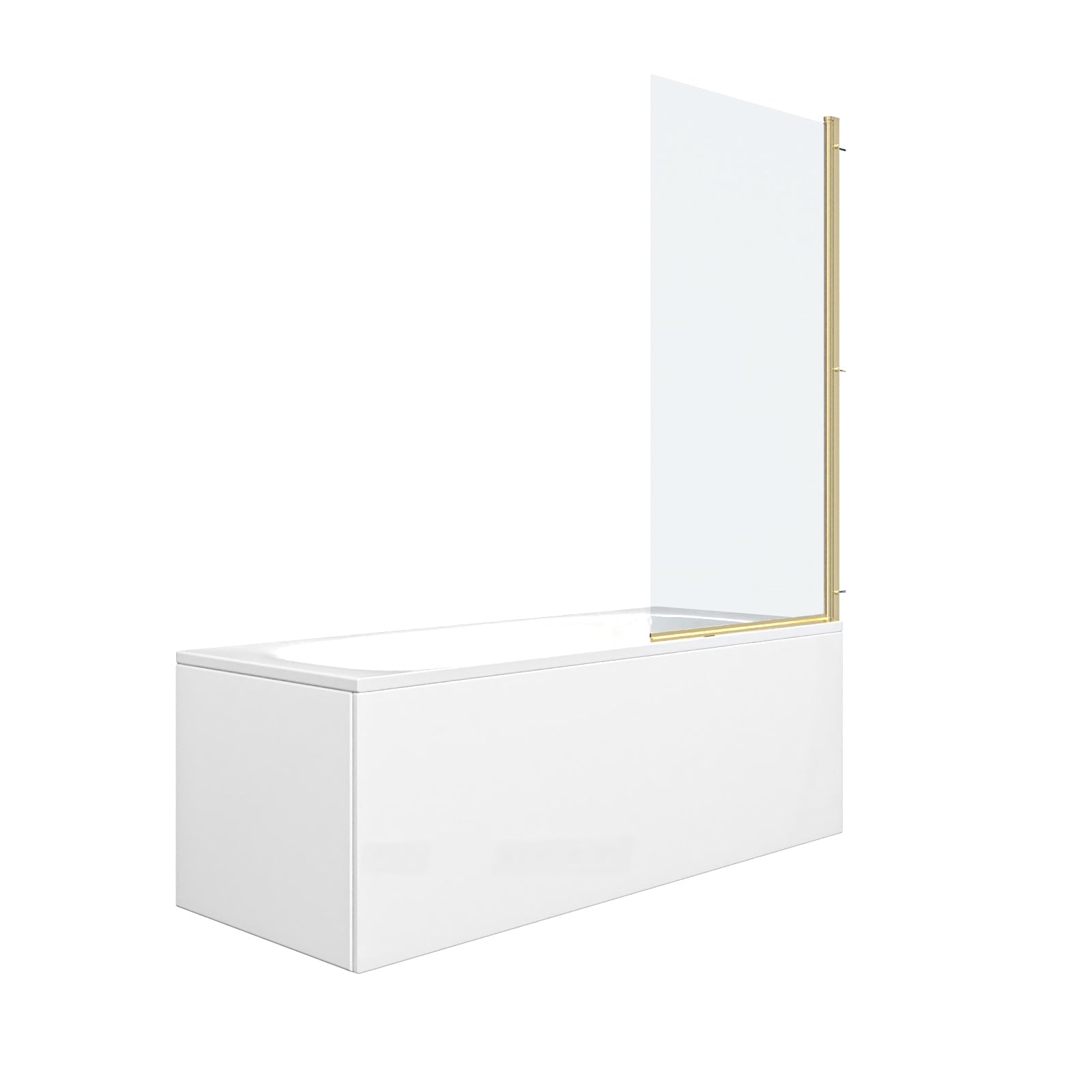 1700 x 700mm Round Bath with Legs and Brushed Brass Frame Square Bath Screen - Image 6