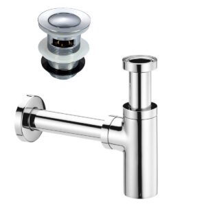 Universal Chrome Bottle Trap and Slotted Waste for Bathroom Basin Sink
