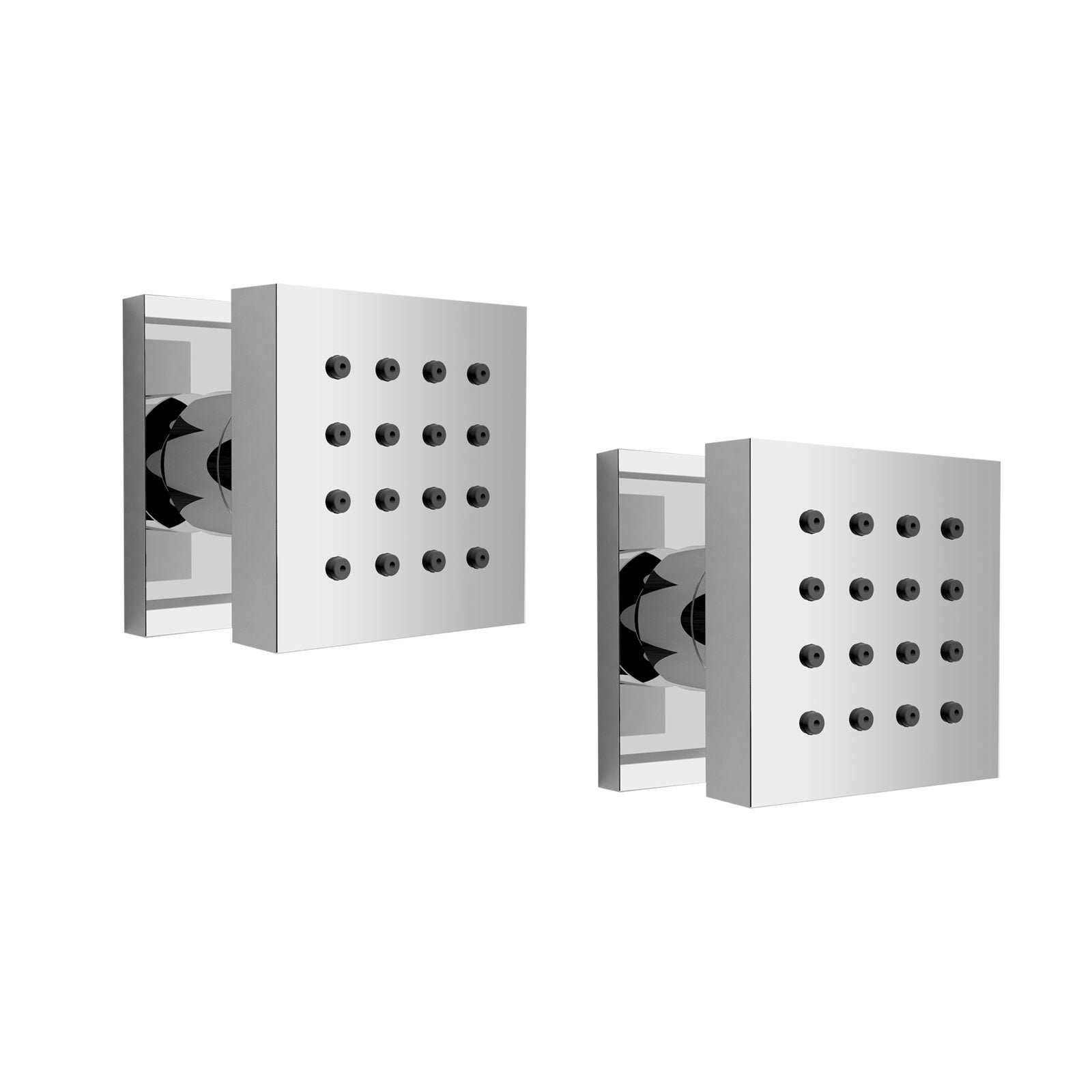 2 X Chrome Square Bathroom Shower Mixer Massage Body Jets