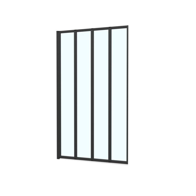 Parga 800 x 1400 mm 4 Fold Door Bath Shower Screen Black Frame - Image 9