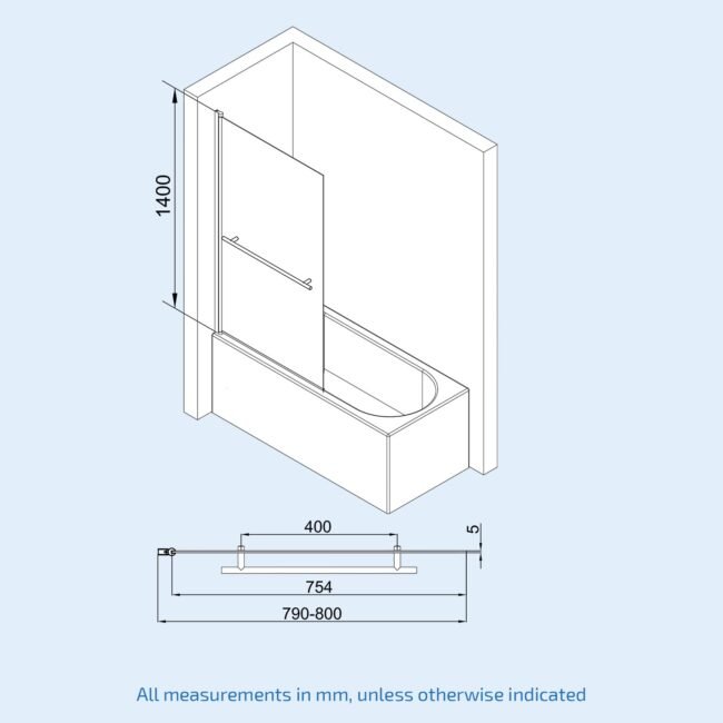 Denver 800mm Pivot Swing Door Shower Screen - Image 8