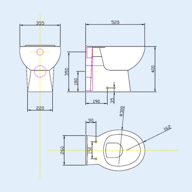 Linton 500mm Modern WC Unit & Ultra Standard Back To Wall Toilet With Cistern - Image 6