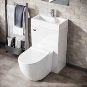 Bretford White 2 in 1 Compact Basin & Back to Wall Round Toilet Space Save Set