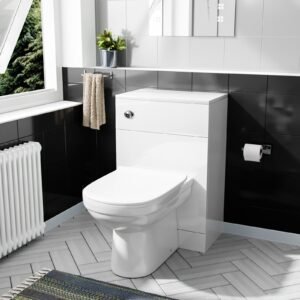 Vincent 500mm Floor Standing Gloss White WC Unit. BTW Toilet & Concealed Cistern