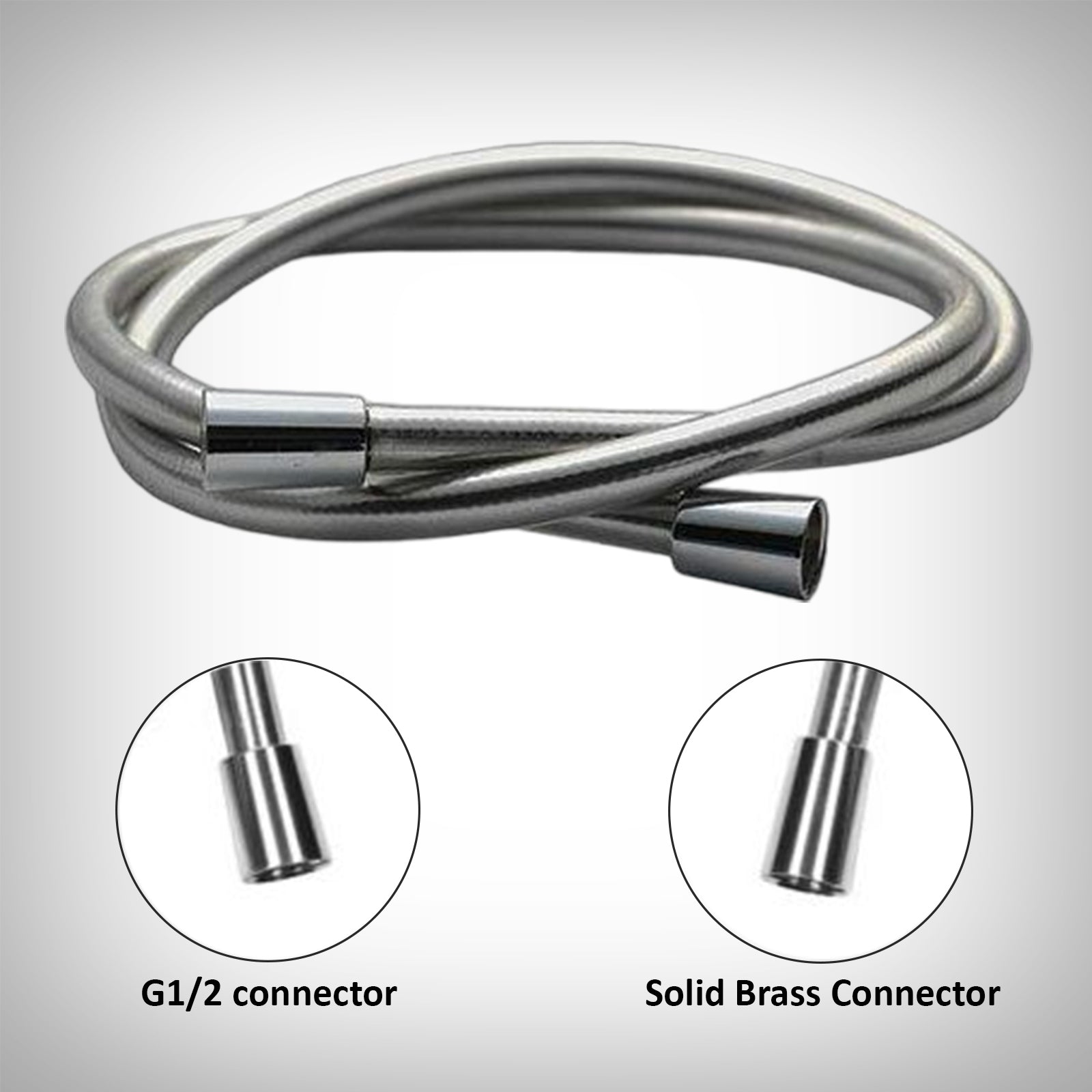 PVC Plastic Coated Smooth 1.5M Long Flexible Shower Hose with Brass construction - Image 4
