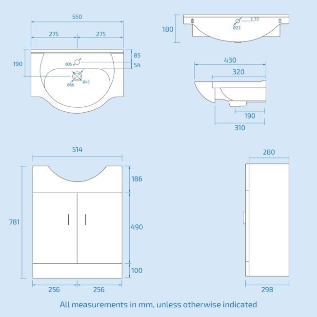 Ellen 550mm White Basin Vanity Cabinet With WC. BTW Toilet. Bath & Front Panel - Image 16