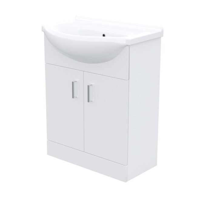 Ellen Suite. Bath. BTW Toilet. 550mm Basin Flat Pack Vanity Unit & WC Unit 3 Piece Bathroom Suite White - Image 7