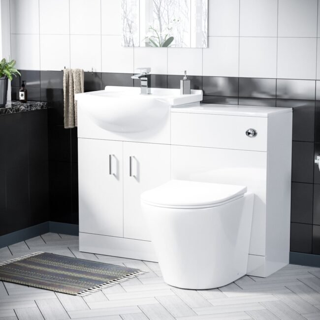 Ellen 550mm White Vanity Sink Unit. Cloakroom Basin & BTW Toilet WC