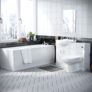 Ellen 1700mm Bath. 550mm Vanity Basin . WC Unit & Back To Wall Toilet
