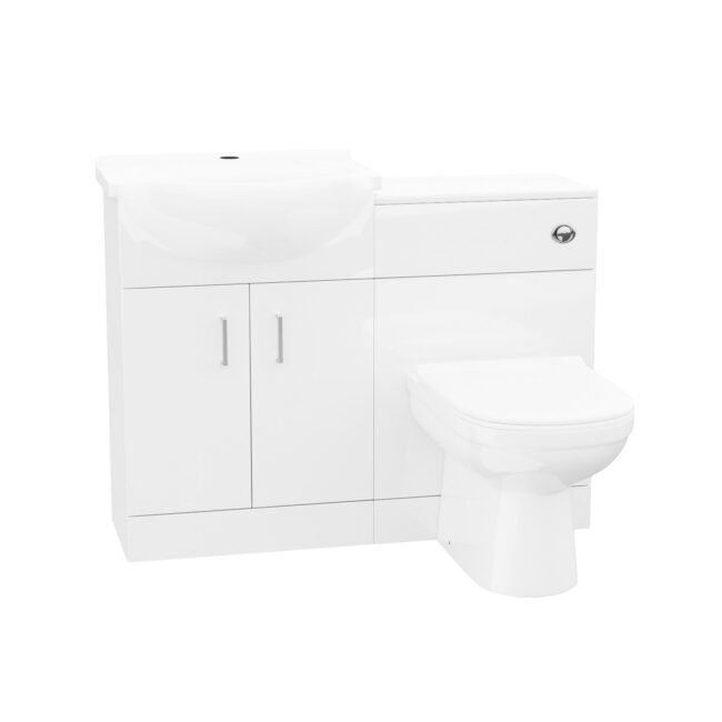 Ellen 550mm Vanity Basin Unit. WC Unit & Elso Back To Wall Toilet White - Image 7