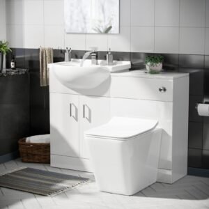 Ellen 550mm Vanity Basin Unit. WC Unit & Ellis Back To Wall Toilet White