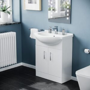 Ellen Modern White 650mm Freestanding Bathroom Basin Vanity Unit