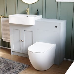 Matte Grey 1100mm Traditional Vanity Basin WC Unit & BTW Curve Toilet