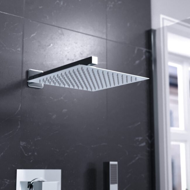 2 Dial 2 Way Square Concealed Thermostatic Shower Mixer.Head.Handset set Chrome - Image 3