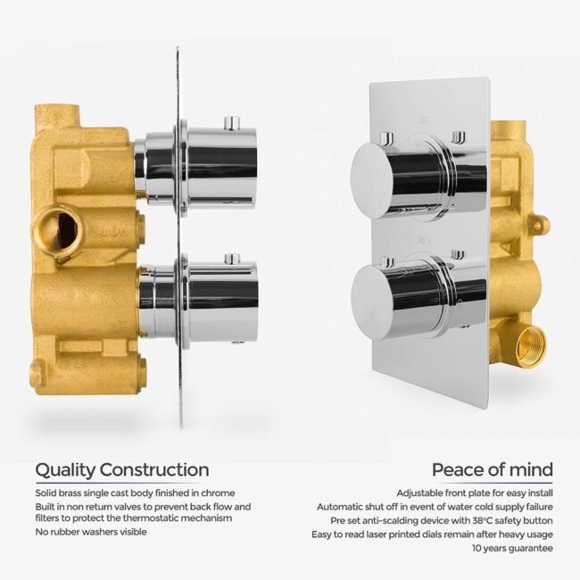 Modern Concealed Thermostatic Mixer Valve With Ceiling Shower Head And Handset Rail Kit - Image 6