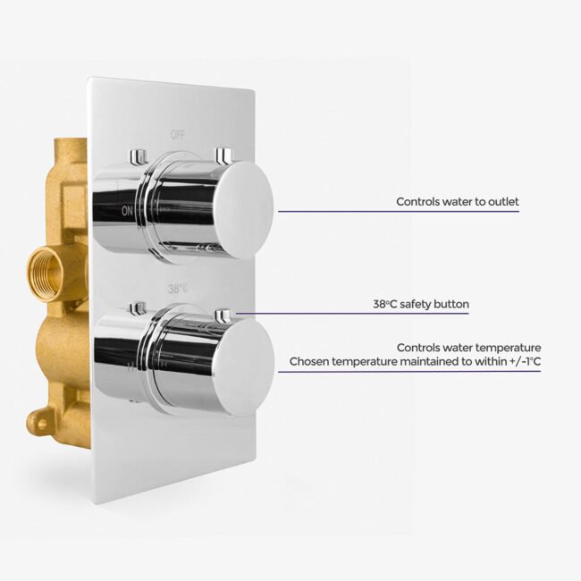 Modern Concealed Thermostatic Mixer Valve With Ceiling Shower Head And Handset Rail Kit - Image 7
