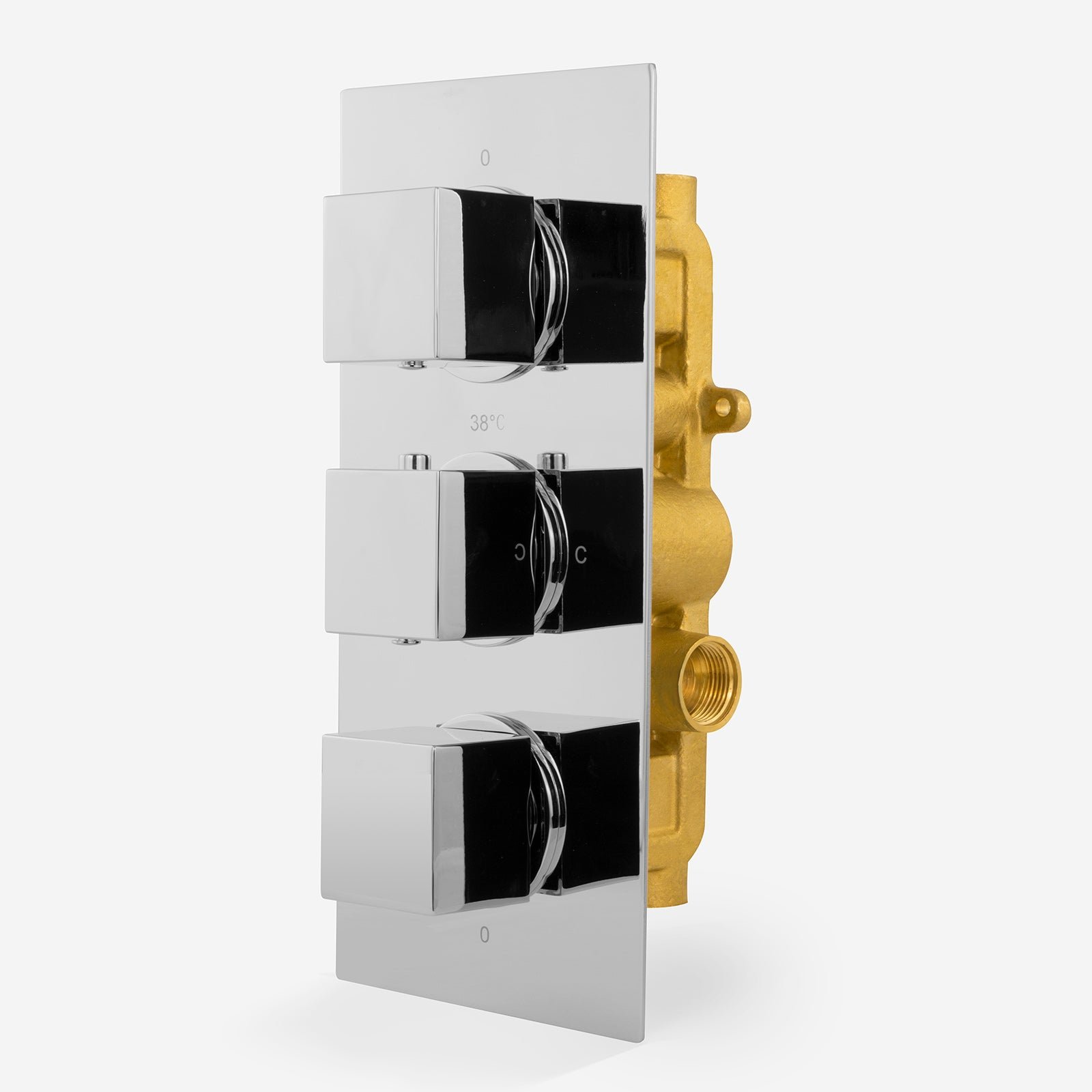 Cameo Modern Square 3 Dial 2 Outlet Concealed Shower Valve – Chrome